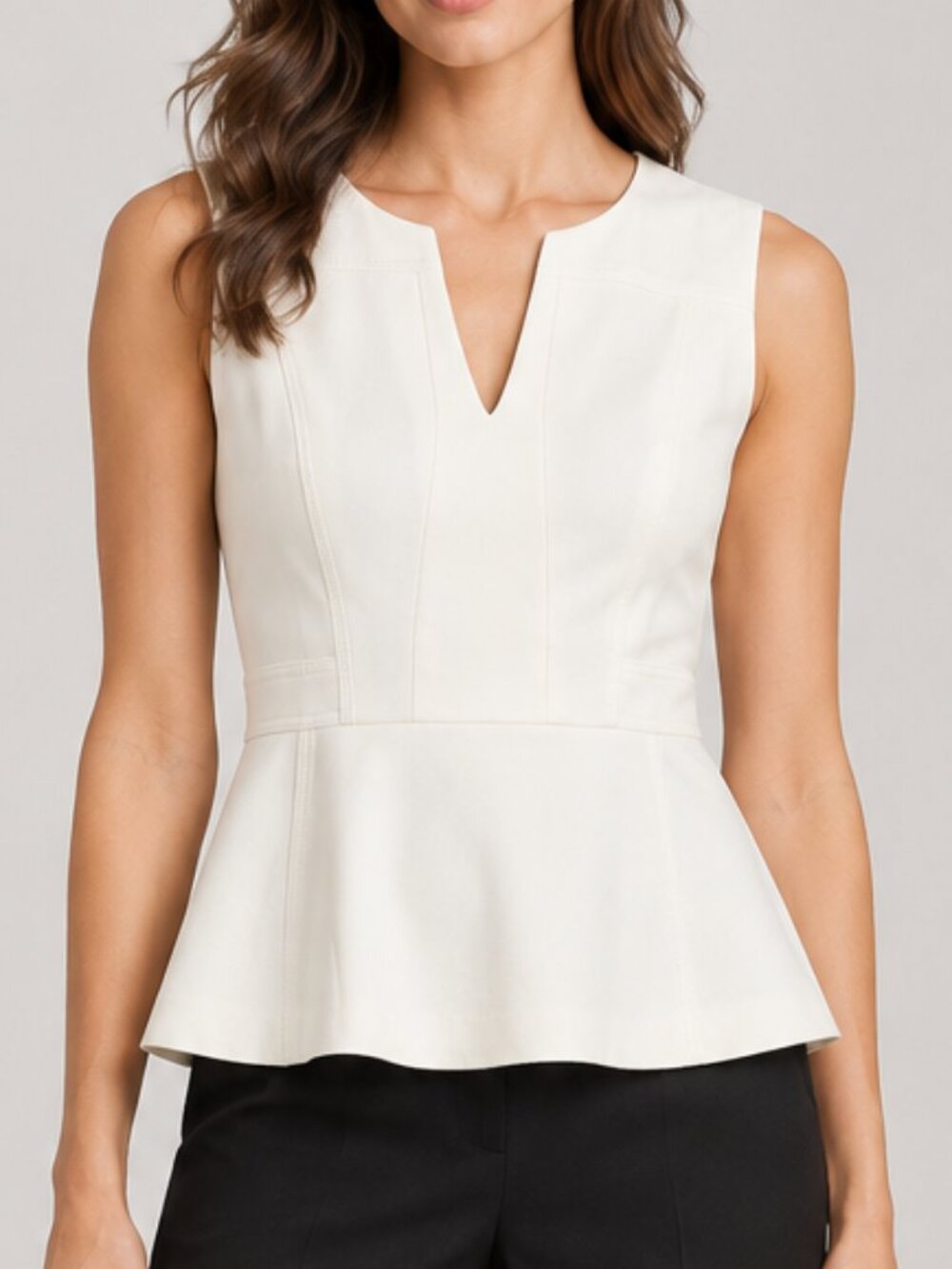 Diane Von Furstenberg Isha Sleeveless Peplum Blouse White Size‎ 6